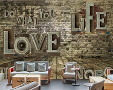 beibehang papier peint mural 3d Brick wallpaper retro nostalgic embossed english alphabet tv background 3d wallpaper wall behang 2024 - buy cheap