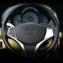 For Toyota Vios/Yaris/sedan 2014 2015 2016 Car Detector Stick cover ABS Chrome Steering Wheel Interior Kit Trim Lamp Frame 2pcs 2024 - buy cheap