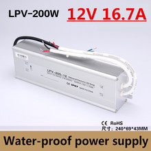 IP67 200W 12V 16.5A Waterproof LED Driver outdoor use for led strip power supply Lighting Transformer adapter power LPV-200-12 2024 - buy cheap