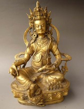 9" Tibet Buddhist 24K Gilt Bronze Yellow Jambhala Buddha Statue 2024 - buy cheap