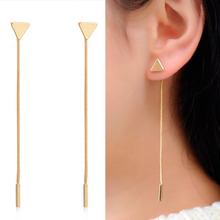 Triangular Heart Stud Earrings Metal 2019 Fashion Modern Long Chain Earing For Women Ear Jewelry bijoux femme Wholesale WD327 2024 - buy cheap
