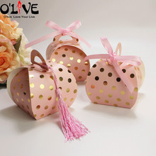 50 Pcs Polka Dot Gift Box Small Bag Cookie Candy Packaging Wedding Party Favors Paper Boxes Cardboard Bonbonniere Goodie Bags 2024 - buy cheap