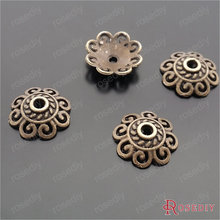 Atacado 12mm Liga de Zinco de Bronze Antigo Chapeado Flor Caps Bead Jóias Diy Apreciação Acessórios 100 peças (JM7218) 2024 - compre barato