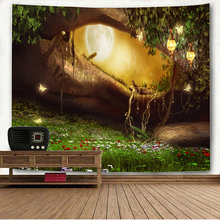 Moonlight Landscape Tapestry Wall Hanging Mysterious Forest Tree Jungle Large Tapestry Art Aesthetic Room Decor Bedroom 2024 - buy cheap