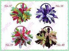 free shipping 500pcs 3'' fashion korker hair bow elastic mix color girl hiar holders 2024 - купить недорого