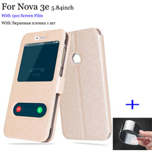 Funda de teléfono para Huawei Nova 3e funda con ventana de cuero PU para Huawei Nova3e Flip funda trasera ANE-AL10 shell 2024 - compra barato