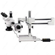 Microscopio estéreo Trinocular, suministros de AmScope, 7X-90X, Trinocular, con 4 zonas, 144-Anillo de luz LED 2024 - compra barato