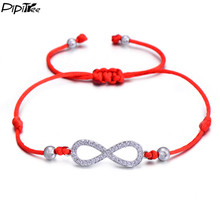 PiPitree-pulsera de abalorios de amor infinito para hombres y mujeres, pulseras de hilo rojo de la suerte para amantes de los niños, joyería para parejas, regalo trenzado 2024 - compra barato