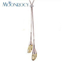 MOONROCY envío gratis collar largo de cristal de moda cadena de cristal austriaco joyería para mujer regalo de chica 2024 - compra barato