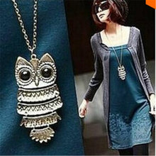 Antique Bronze Owl Pendant Necklace Sweater Chain Jewelry Old Owl Ornament accessories 2024 - buy cheap