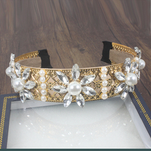 Fashion Baroque Wild luxury Ball Personality Headband Pearl Flower Geometric Headband Dance Party Retro Court For Women 2024 - buy cheap