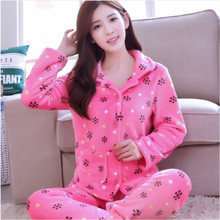 Thickening Women Winter Flannel Pajamas Female Coral Fleece Pajama Sets Sleepwear Velvet Long-sleeve Casual Nightgown B-5995 2024 - buy cheap