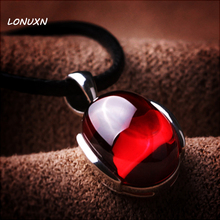 2.2*1.2cm new 2017 Natural semi-precious stones Princess high-end 925 Sterling Silver Necklace Pendant female garnet red rhyme 2024 - buy cheap