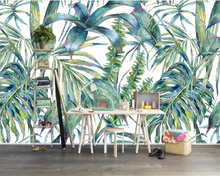 Folhas tropicais Beibehang Nórdica pintados à mão papel de parede Personalizado TV fundo Do Hotel pintura decorativa papel de parede 3d tapety 2024 - compre barato