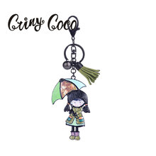 Cute Girl Key Chain for Women Enamel Alloy Metal Keyring Car Handbag Pendant Ring Leather Tassel Keychain fashion Keychains Gift 2024 - buy cheap