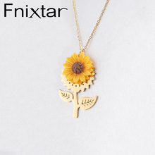 Fnixtar Resin Sun Flower Necklace Stainless Steel Sunflower Pendant Necklace Women Personality Gift Jewelry 10Piece/lot 2024 - buy cheap