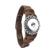 Pulsera de cuero auténtico para hombre y mujer, brazalete con botón a presión de 18mm, 242 Original, estilo Punk Rock, intercambiable 2024 - compra barato