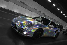 Premium Iridescent Silver Laser Chrome Vinyl Film Holographic Kaleidoscope Car Wrap Bubble Free 2024 - buy cheap