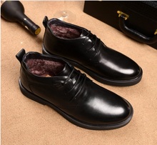 Otoño Invierno hombres más terciopelo mantener caliente Martin botas transpirables botas altas de cuero genuino de encaje -zapatos de vestir 2024 - compra barato