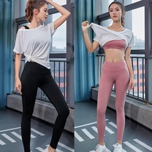 Women Tracksuit Yoga Leggings Set Sports Wear Gym Clothing 3 Piece Sports Bra Short Sleeve Crop Top Workout Fitness Sports Suit 2024 - buy cheap