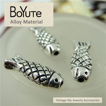 BoYuTe-Cuentas de pescado chapadas en plata antigua, accesorios de fabricación de joyas, Estilo Vintage, 6x11MM, 100 unids/lote 2024 - compra barato