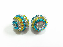 Newest !! 20mm 100pcs/lot Blue/White/Yellow Stripe Resin Rhinestone Ball Beads 2024 - buy cheap