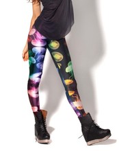 Леггинсы женские летние/осенние, цветные брюки с цифровой печатью медузы, с галактикой 2024 - купить недорого