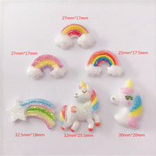 6pcs Mixed  Cute Flat Back Resin unicorn and rainbow For Diy Decoration Jewelry Making 2024 - buy cheap