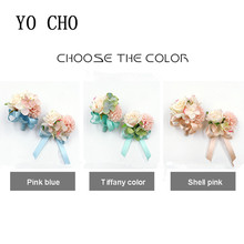 YO CHO Quinceanera Horizon Blue Royal Blue & Silver Corsage & Boutonniere Wedding Or Prom Flowers Wrist Corsage Graduation Prom 2024 - buy cheap