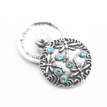 Hot Sale 10pcs/lot Metal Vintage Blue Crystal Dragonfly Snap Charms Fit 18mm Ginger Snap Buttons Bracelets Necklace DIY Jewelry 2024 - buy cheap