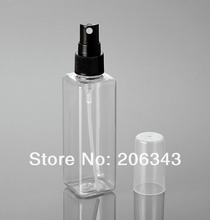 100ml TRANSPARENT SQUARE PET BOTTLE or blue toilet water bottle or spray bottle with black mist pump 2024 - buy cheap