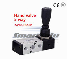 Free shipping 5 way 2 position Pneumatic air hand control valve TSV86522-M Port 1/4" BSP Manual valve Mechanical lock 2024 - buy cheap