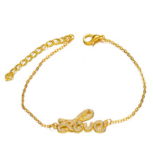 Juya-pulseiras femininas de ouro/prata/ouro rosa, feitas à mão, correntes de lagosta, com zircônia, amor, letras, pingente, presente de casamento 2024 - compre barato