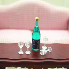 Accesorios en miniatura para casa de muñecas, Mini botella de vino de resina con copa de vino, simulación de bebidas para Decoración de casa de muñecas, 1/12 2024 - compra barato
