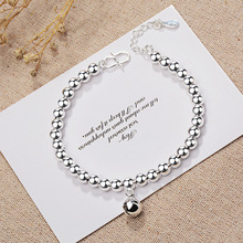 MOONROCY Silver Color Beaded Bracelets Ball Simple Bell Trendy Jewelry Wholesale Bangles for Girsl Women Gift Dropshipping 2024 - buy cheap