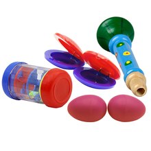 Музыкальные игрушки, ударные инструменты, набор пультов, включая деревянный рожок, дождевую палочку, яйцевидные шарики, кастанеты 2024 - купить недорого