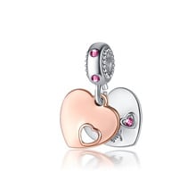 crystal heart beads charms fits  plata de ley  original Charm Bracelet jewelry valentine's day mary poppins bijoux DGB754 2024 - buy cheap