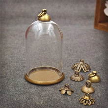 5sets/lot 38*25mm glass globe antique bronze base 8mm beads cap set glass bottle vial pendant necklace pendant jewelry finding 2024 - buy cheap