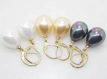 -hot 3 pairs 12X16MM White Yellow Black Shell Pearl Drop Earrings 2024 - buy cheap