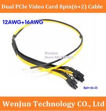50 piezas PCIe PCI-E Dual 8pin(6 + 2pin) Cable de alimentación macho para minero de aparejo de Bitcoin Litecoin 12AWG + 16AWG 8pin + 8pin cable 2024 - compra barato