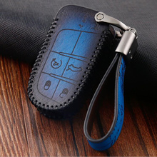 Genuine Leather Car Remote Key Case Cover For Dodge Charger Dart Challenger Durango Jeep Chrysler 300C Grand Cherokee Compass 2024 - buy cheap