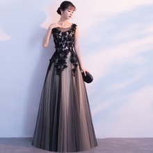 Elegant Scoop Neck Prom Dresses Appliques Long Formal Party Dresses Sleeveless Black Burgundy Vestido De Format Prom Gowns 2024 - buy cheap