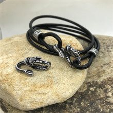 Conectores de bracelete de couro de dragão retrô de aço inoxidável 316l amuletos para colar pingente diy fabricação de jóias 2024 - compre barato