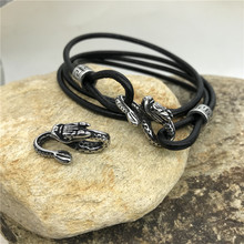 316L Stainless Steel Retro Dragon Leather Bracelet Connectors Charms Fit Necklace Pendant DIY Jewelry Making 2024 - buy cheap