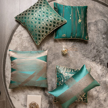 Funda de cojín verde de lujo para decoración del hogar, cubierta de almohada de Jacquard, geométrica, Lumbar, sofá, 45x45cm 2024 - compra barato