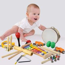 20 шт. Набор музыкальных инструментов для малышей и малышей-ударная игрушка забавные игрушки для малышей деревянная ксилофон Игрушка-Металлофон ритм-лента 2024 - купить недорого