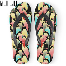 Customized Cute Animal Penguin Printed Women Slippers Casual Flats Slip-on Female Beach Flip Flops Summer Fashion Sandals Shoes 2024 - buy cheap