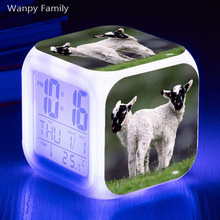 Lovely Little Sheep-reloj despertador LED multifunción para niños, 7 colores brillantes, con sensor táctil, regalo de cumpleaños 2024 - compra barato