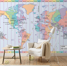 Custom photo wallpaper,world time zone map 3D wallpaper for living room bedroom TV hanging ceiling background wall PVC wallpaper 2024 - buy cheap