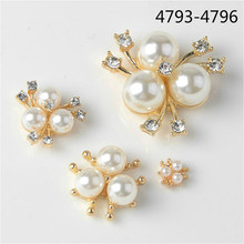Free Shipping 50PCS Gold Tone Imitation Pearl Crystal Flower Charms Flower Charm Pedant for Jewelry accessories DIY Handmade 2024 - buy cheap